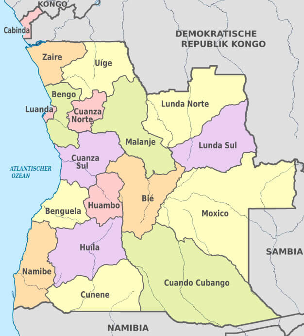 angola provinces map